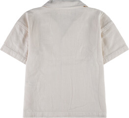 Light grey textured short sleeve shirt isolated on transparent background