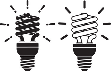 Silhouette of two energy saving light bulbs art