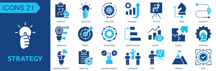 Strategy icon collection set