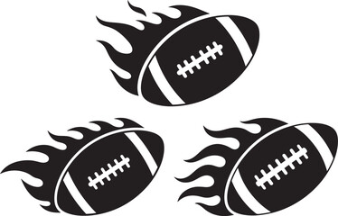 American football in flames silhouette abstract art