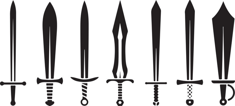Icon set of ancient swords