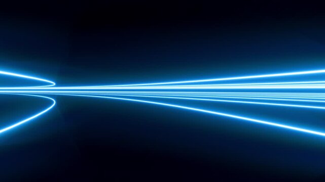 Abstract speed neon lines. Abstract flying in futuristic corridor with triangles background, fluorescent ultraviolet light, colorful laser neon lines, geometric endless tunnel. 3D render