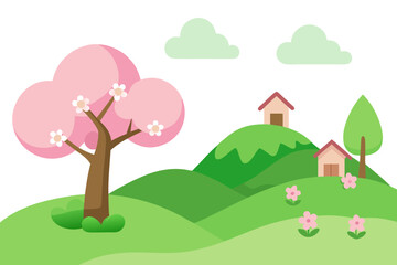 Fototapeta premium vector illustration of a rural landscape