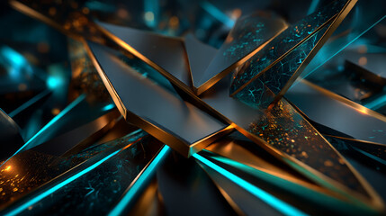 3d rendering of an abstract angular composition consisting of panels and lines. Perfect background for bright presentations