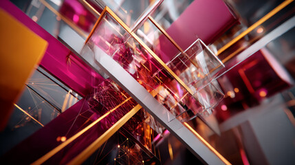 3d rendering of an abstract angular composition consisting of panels and lines. Perfect background for bright presentations