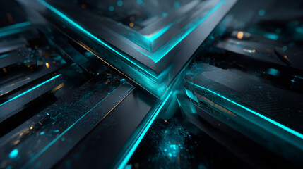 3d rendering of an abstract angular composition consisting of panels and lines. Perfect background for bright presentations