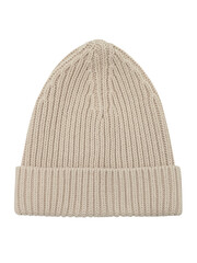 Grey ribbed knit beanie hat for winter