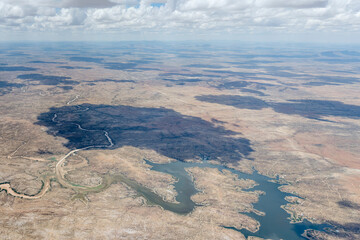 Oanob river and lake aerial, Namibia