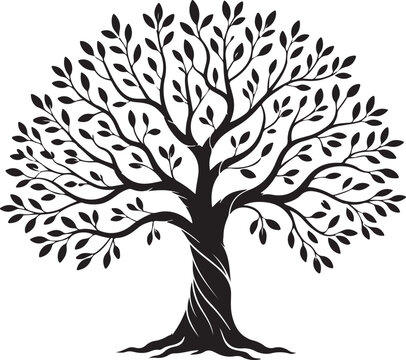 Olive tree silhouette icon isolated on white background