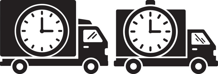 Delivery truck silhouette on time quick fast cargo
