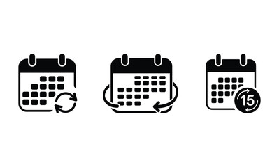 calendar icons with arrows and number fifteen, vector illustration