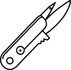 Multi tool pocket knife illustration line art 