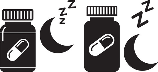 Sleeping pill silhouette night aid insomnia treatment