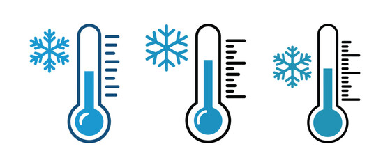 thermometer and snowflake temperature icons, vector illustration
