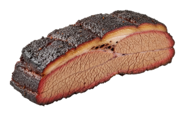 Slicing perfectly smoked brisket bbq competition culinary view isolated on transparent background