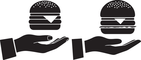 Takeaway silhouette burger in hand fast food delivery
