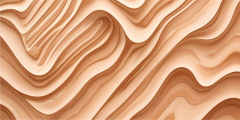 A textured brown wood grain background features a golden timber pattern with silk-like waves and chocolate satin finishes for a liquid nature design wallpaper © FSompa