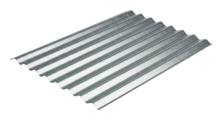 Metal roofing sheets installation construction site isolated on transparent background