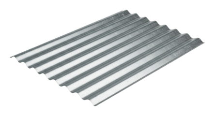 Metal roofing sheets installation construction site isolated on transparent background