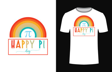 Celebrate Pi Day with a rainbow t-shirt vector in illustration. EPS-10.