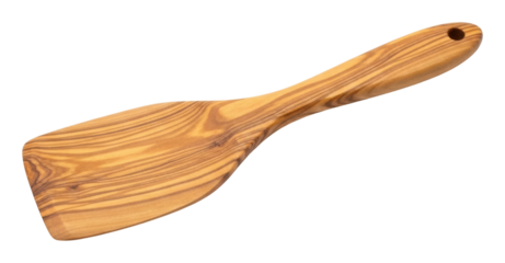 Cooking action with wooden spatula in kitchen culinary environment isolated on transparent background