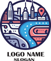 Mapa buenos aires logo icon vector white background .