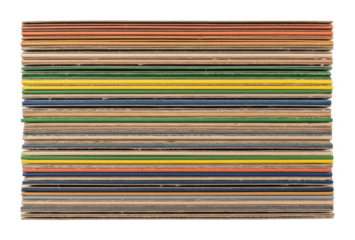 Sorting colorful paper stacks workspace office top-down view isolated on transparent background