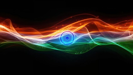 Modern abstract Indian flag waves, patriotism and national identity concept