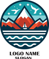 Ushuaia color logo icon vector white background 