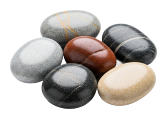 Polished stones arrangement natural still life calm atmosphere isolated on transparent background