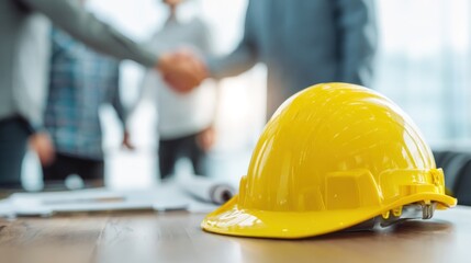 Construction team agreement handshake