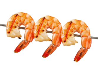 Grilled shrimp skewers recipe kitchen food culinary isolated on transparent background