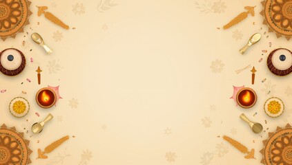 Indian festive decorative frame with traditional elements, cultural celebration background