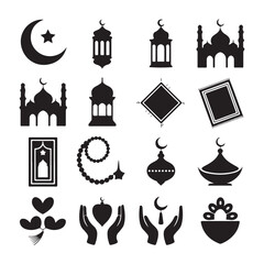 Fototapeta premium Islamic cultural symbols and traditional motifs collection on white background vector art