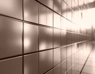 光沢タイル壁のクローズアップと幾何学模様の質感