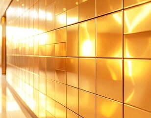 光沢タイル壁のクローズアップと幾何学模様の質感