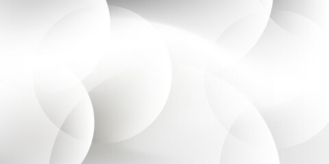 Minimalist white grey gradient abstract background with overlapping circle shapes.