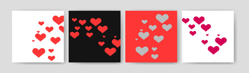 Modern Coquette Valentine Card Set with Hand Drawn Cherries Bows Cake and Decorative Frames Cute Romantic Illustration Template for Celebration Invitation Poster and Branding