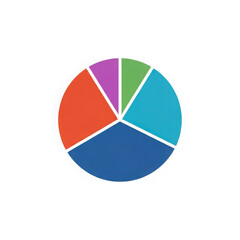 Obraz premium Vibrant pie chart with colorful segments on white background