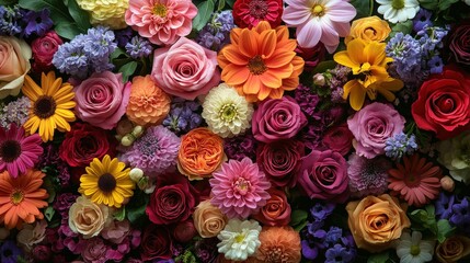 Colorful floral arrangement with various flowers