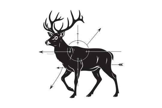 Deer hunting target diagram with aiming points and directional arrows Vector