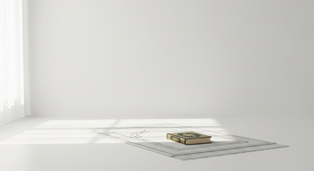 Peaceful Ramadan Prayer Mat And Quran Minimal Scene