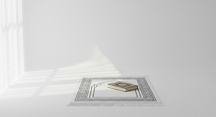 Peaceful Ramadan Prayer Mat And Quran Minimal Scene