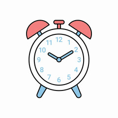 Vintage Analog Alarm Clock with Twin Bell Vector Illustration