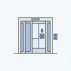 Modern Office Building Elevator Doors Vector Illustration
