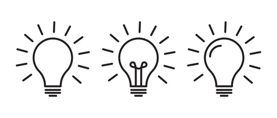 Minimalist Light Bulb Outline Icon Set Symbolizing Ideas and Innovation