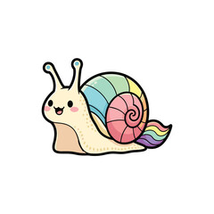 Charming Rainbow Snail Vector Illustration