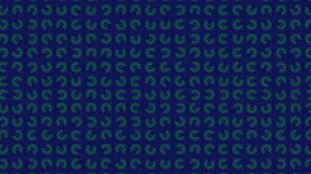A seamless repeating pattern of small, teal-colored curved shapes resembling open semi-circles or 'C's on a dark blue background, creating a textured design.