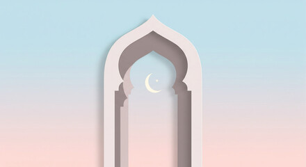 Minimal Ramadan Door Arch With Crescent Moon