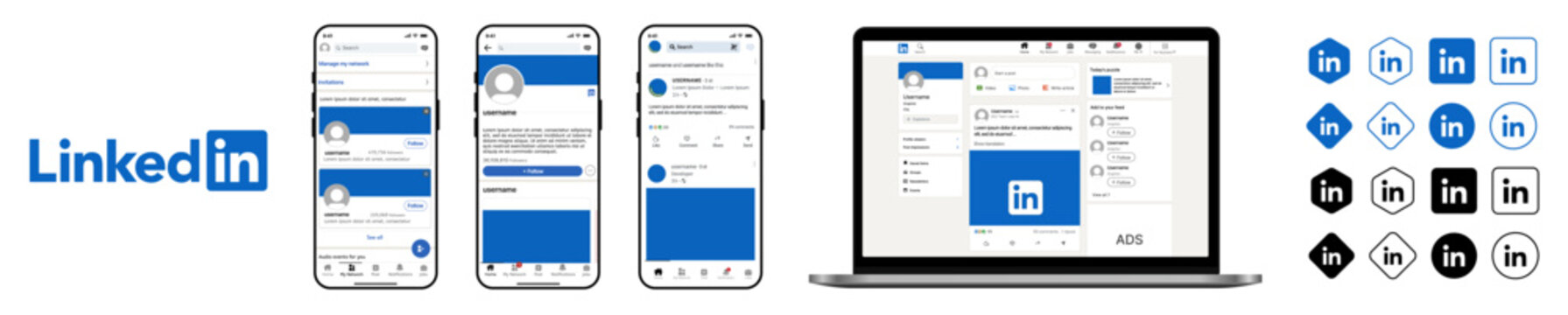 LinkedIn Web and Mac UI Mockup Showing Professional Social Network Interface on Mobile and Desktop
Modern LinkedIn App, Web and Mac Mockup for Business Networking, Career and Professional Platform